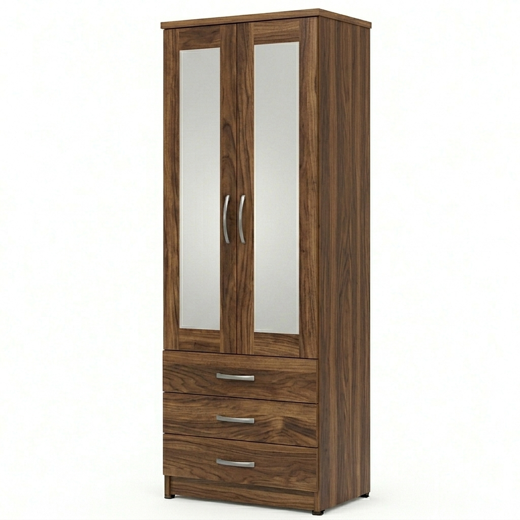 2 Door Mirror Wardrobe Fronts with 3 Drawers