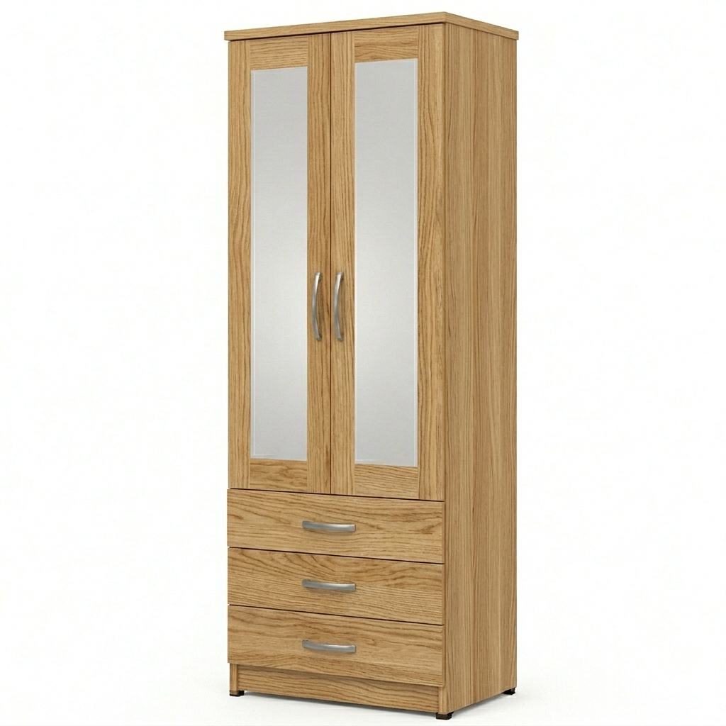 2 Door Mirror Wardrobe Fronts with 3 Drawers