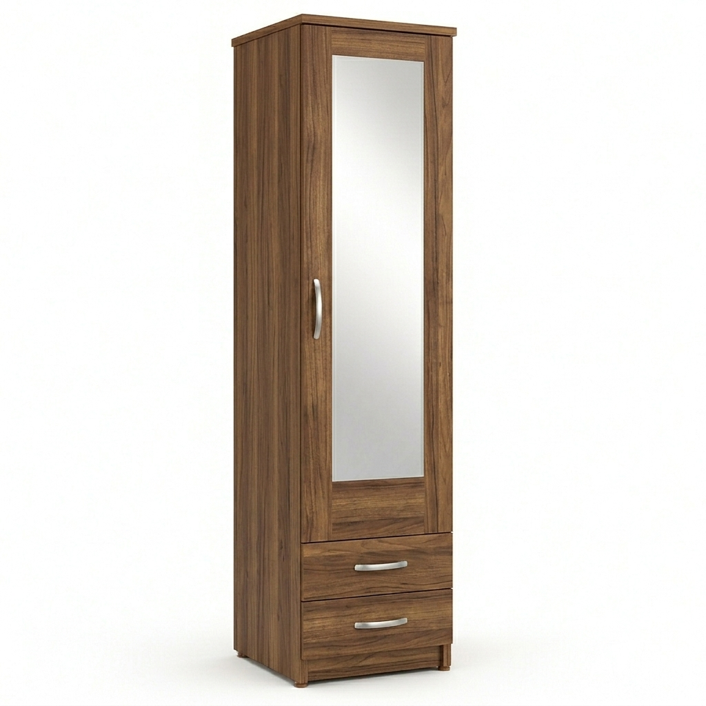 1 door mirrored wardrobe with 2 drawers