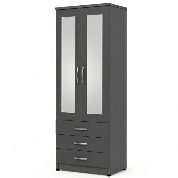 2 Door Mirror Wardrobe Fronts with 3 Drawers