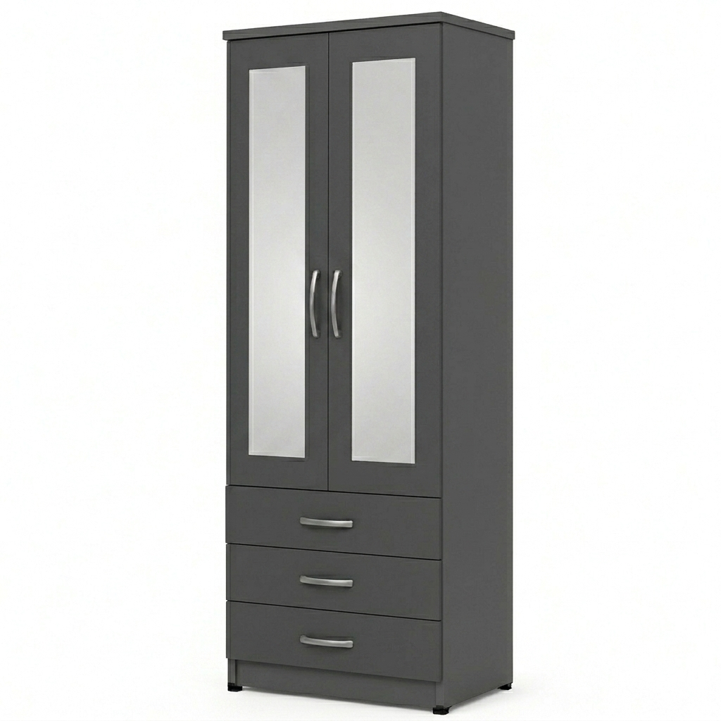 2 Door Mirror Wardrobe Fronts with 3 Drawers