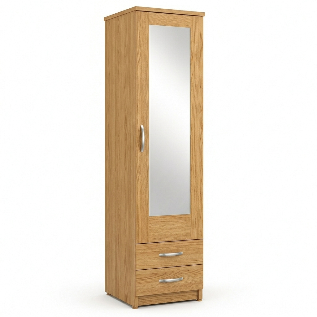 1 door mirrored wardrobe with 2 drawers
