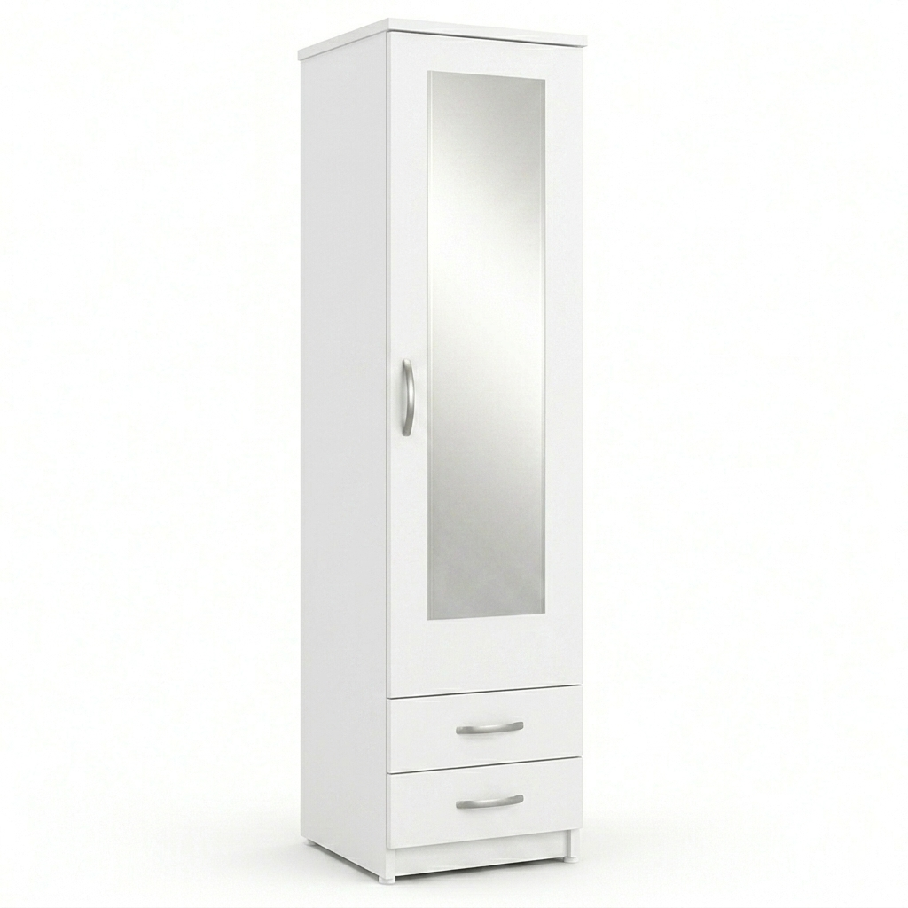 1 door mirrored wardrobe with 2 drawers