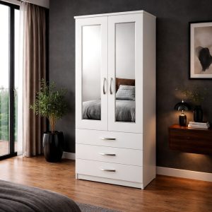 2 Door Mirror Wardrobe Fronts with 3 Drawers