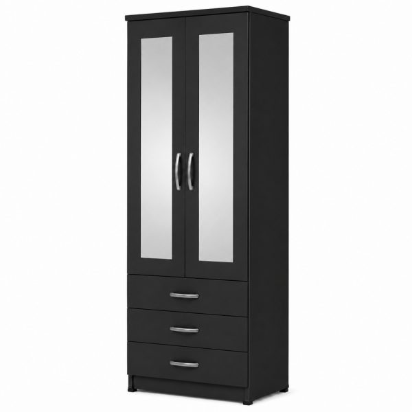 2 Door Mirror Wardrobe Fronts with 3 Drawers