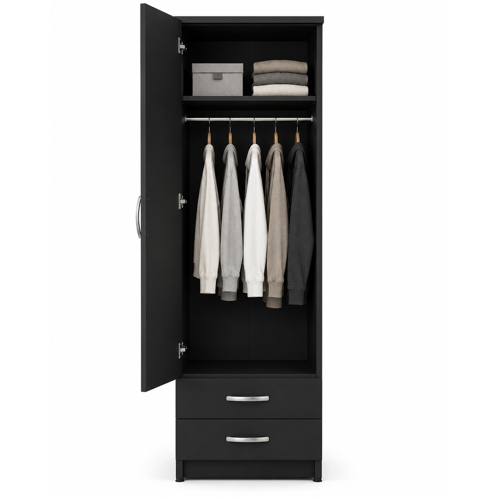 1 door mirrored wardrobe with 2 drawers