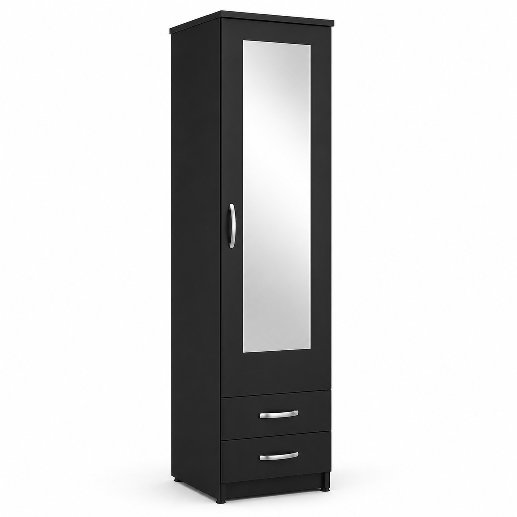 1 door mirrored wardrobe with 2 drawers