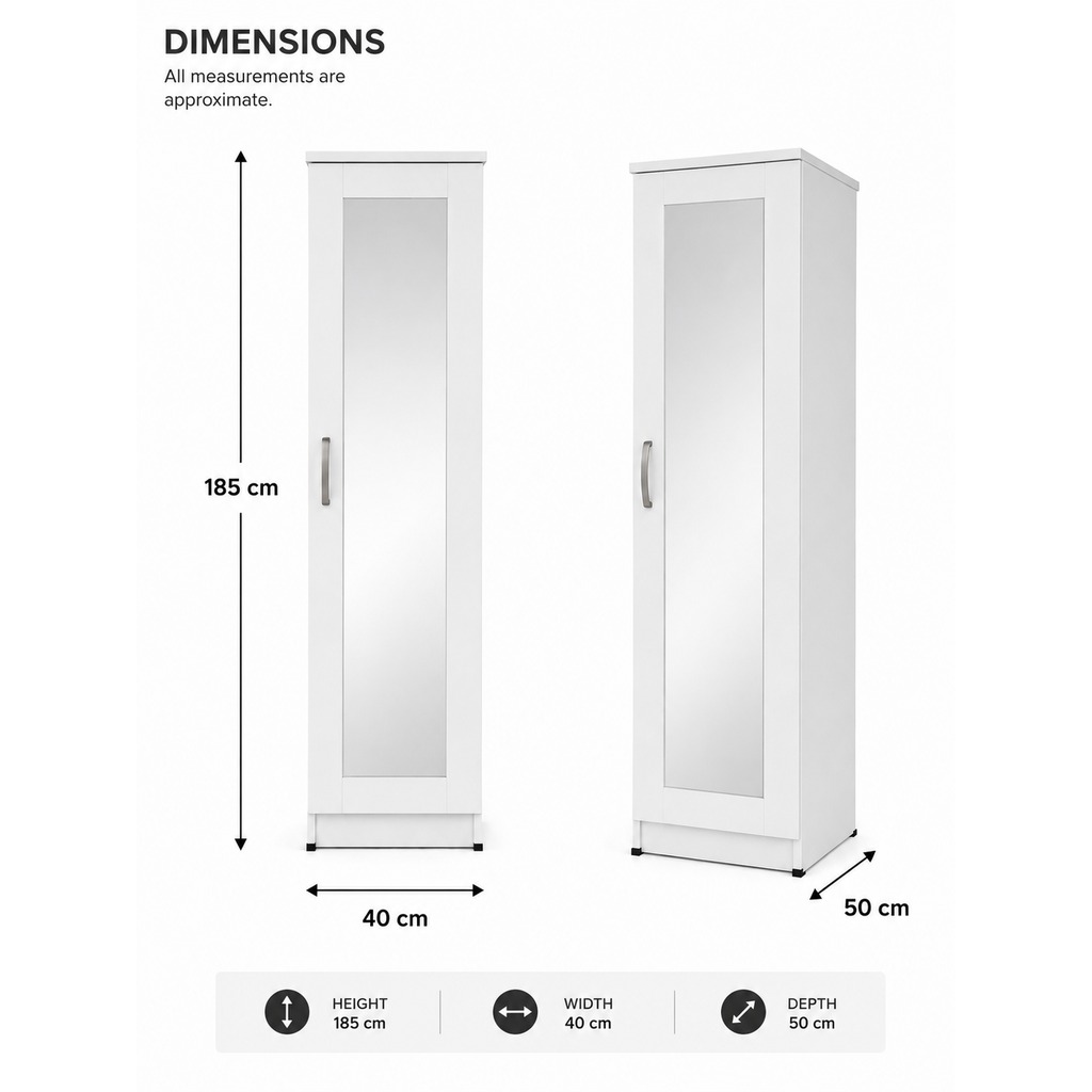 1 Door Mirrored Childs Wardrobe