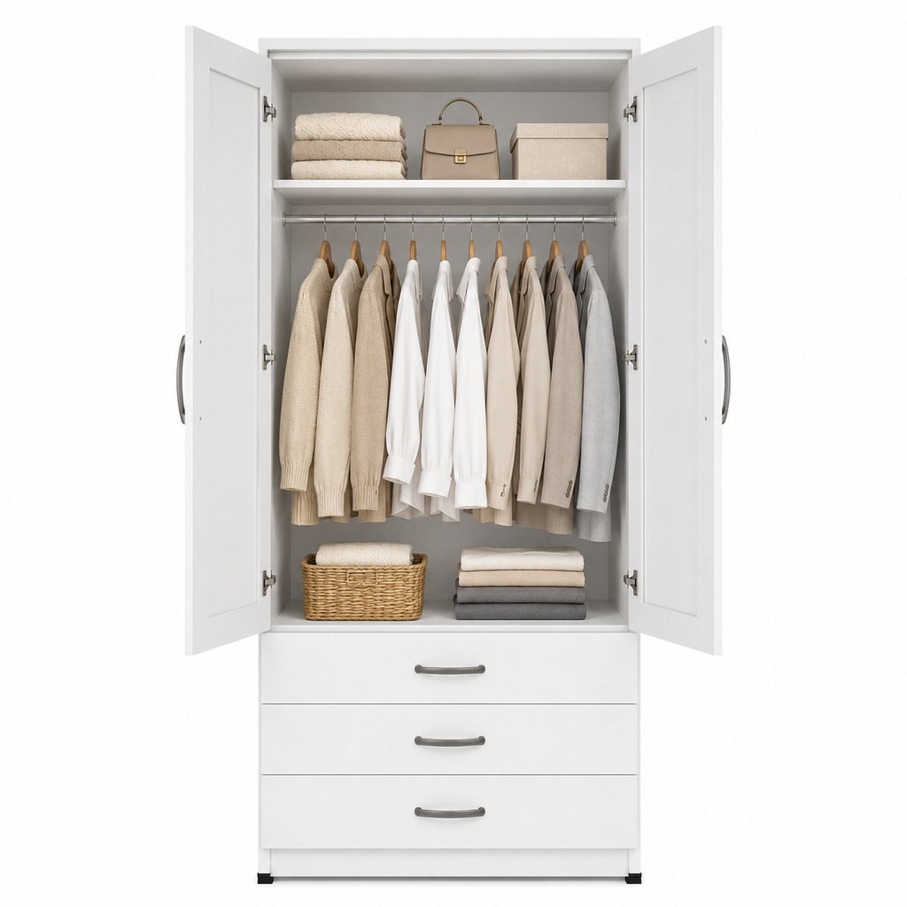2 Door Mirror Wardrobe Fronts with 3 Drawers