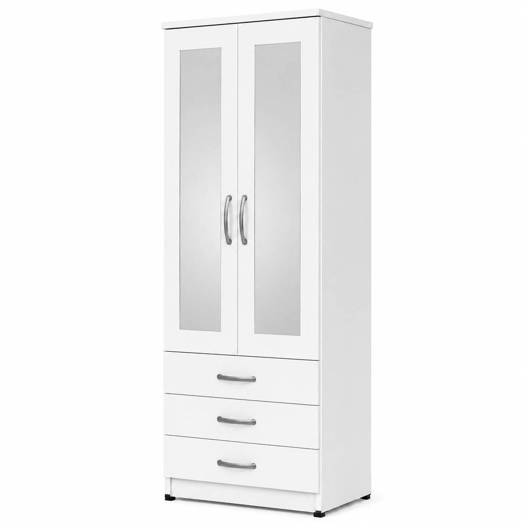 2 Door Mirror Wardrobe Fronts with 3 Drawers