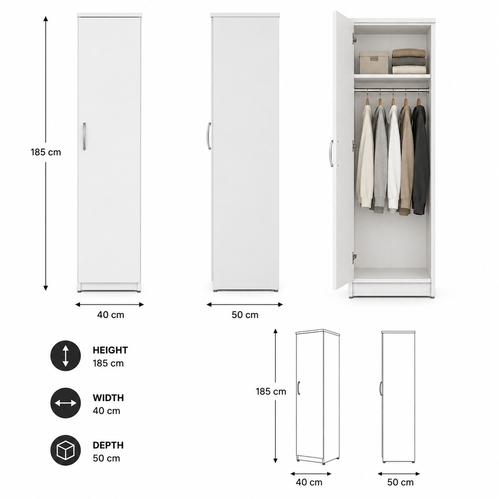 1 Door Plain Wardrobe