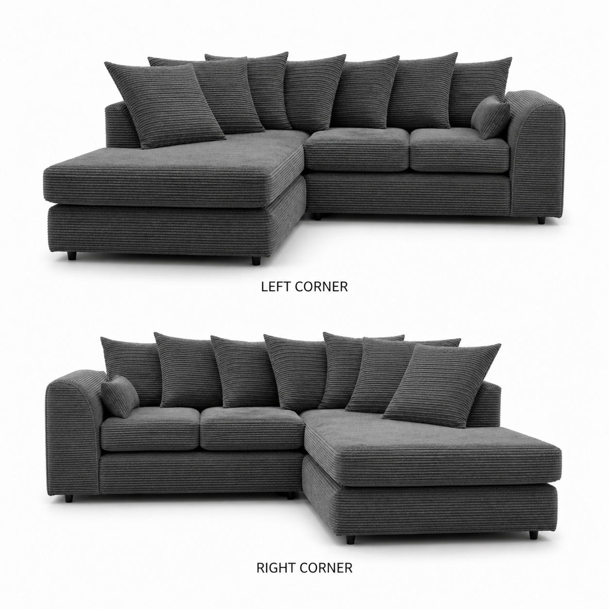 Dylan Jumbo Cord 4 Seater Left Right Hand Corner Sofa - Image 9