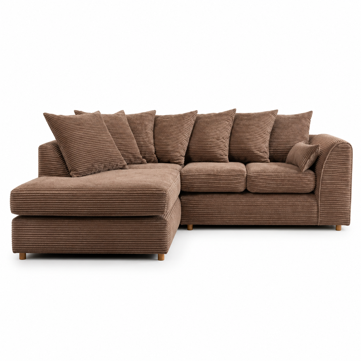 Jumbo Cord 4 Seater Corner Sofa Brown