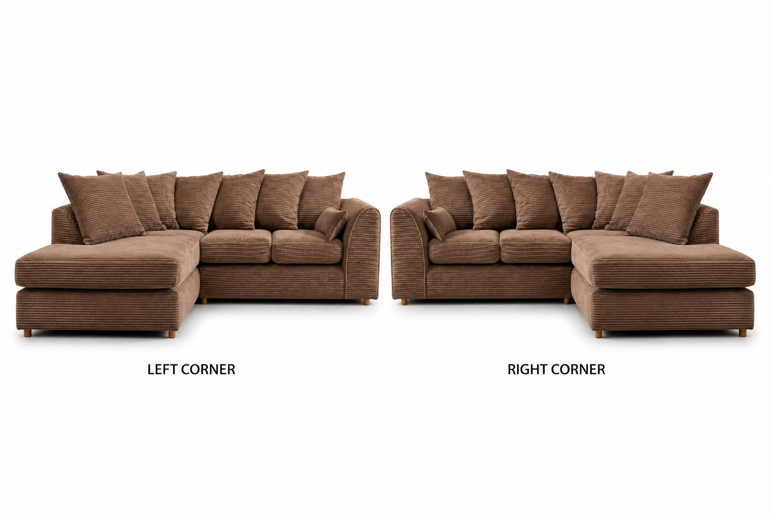 Jumbo Cord 4 Seater Corner Sofa Brown - Image 10