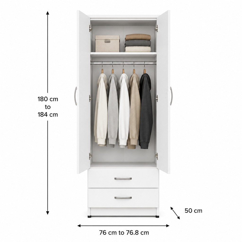 2 door wardrobe with 2 mirror and 2 Drawers