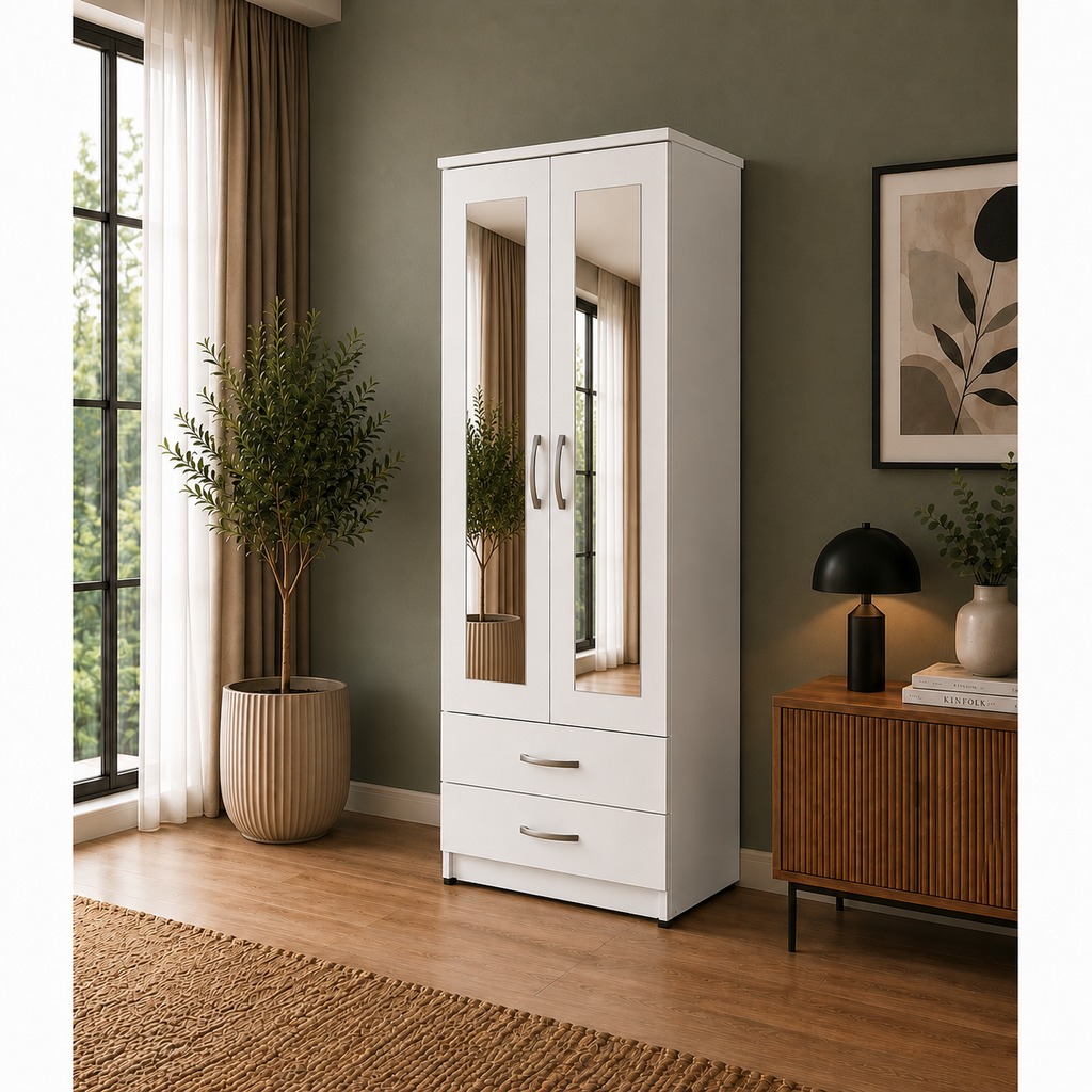 2 door wardrobe with 2 mirror and 2 Drawers