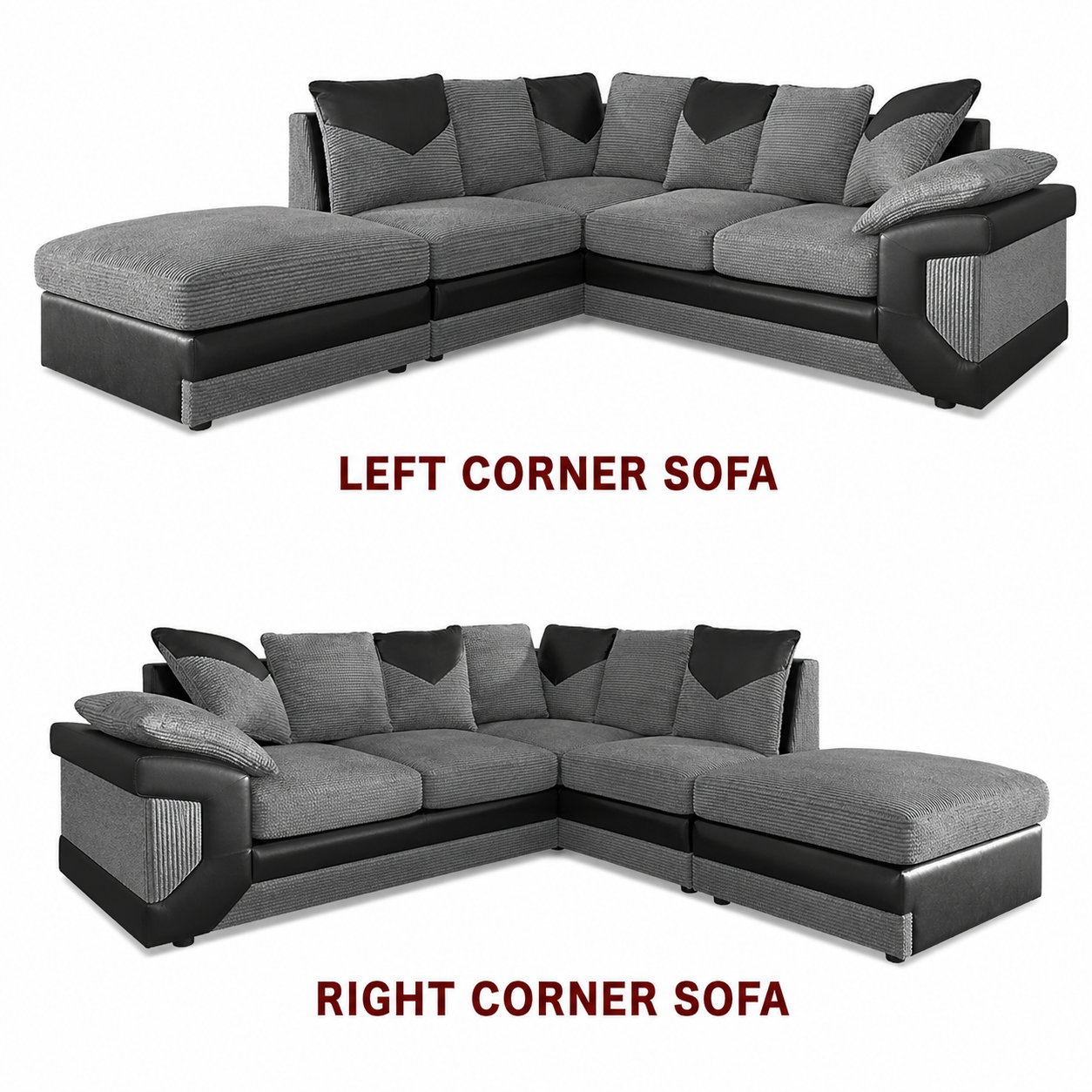 Dino Jumbo Cord Corner Fabric Sofa - Image 4