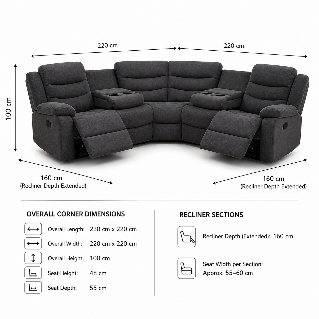 Fabric Recliner – Single, 2-Seater, 3-Seater & Corner - Image 9