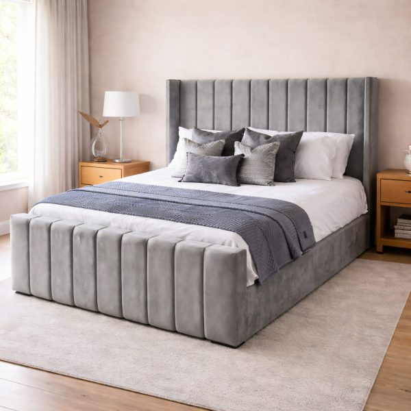 Plush Velvet Royal Wing Bed