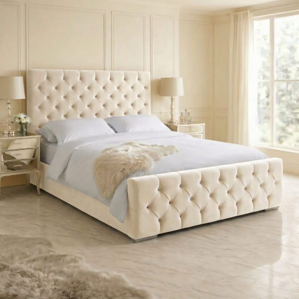 Grey Rose Chesterfield Bed Frame