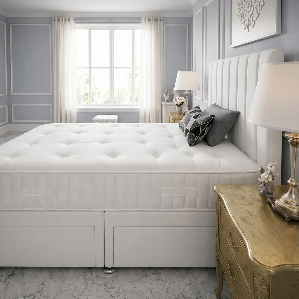 Single White Divan Bed With Panel Headboard – Mattress & Storage
