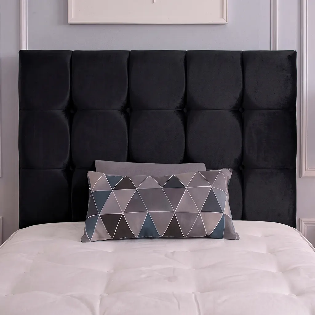 Single Black Bed With 2 drawers – Mattress & Cubic Headboard
