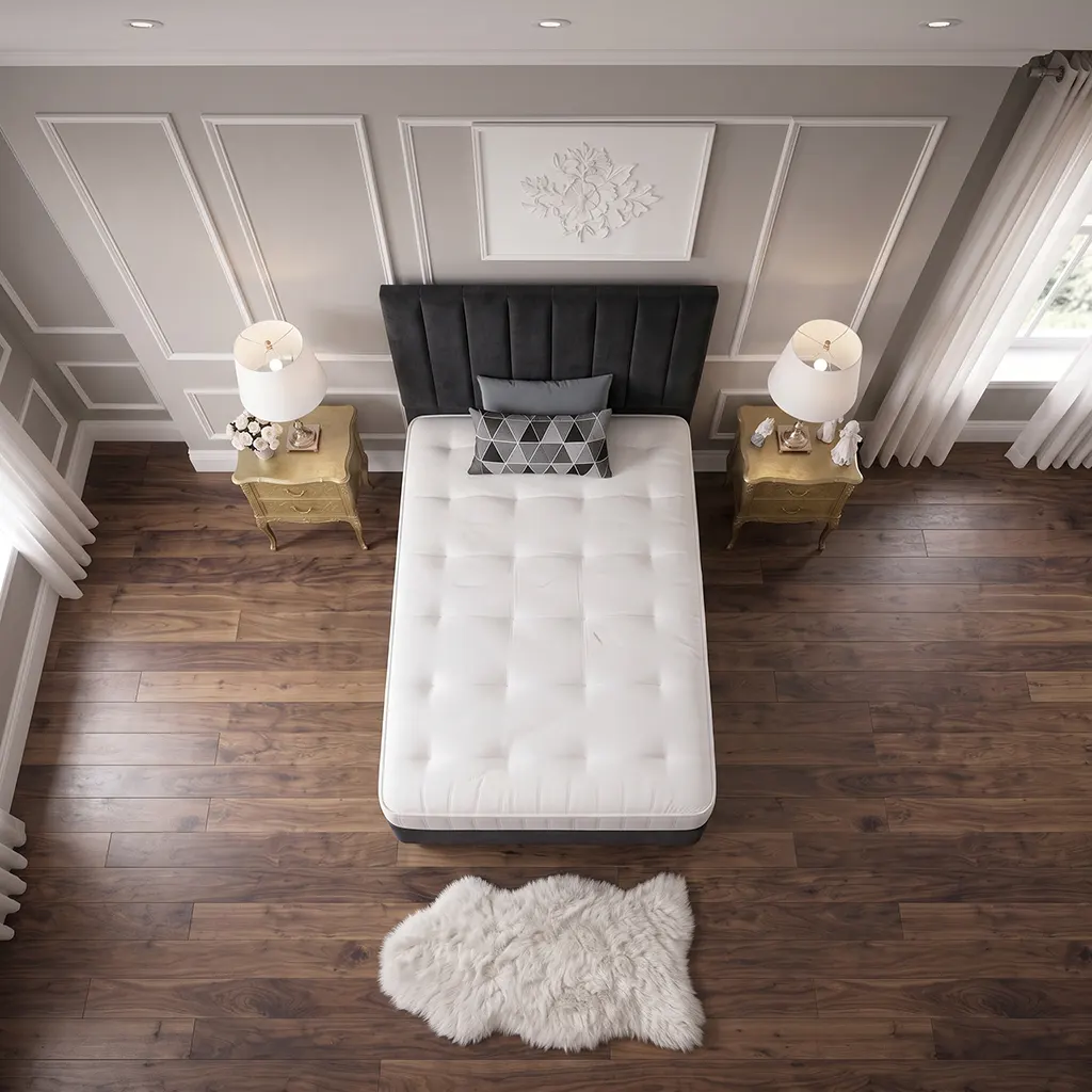 Black 4FT Small Double Bed with Panel Headboard & Mattress