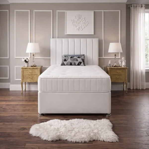 White 4FT Small Double Bed with Panel Headboard & Mattress