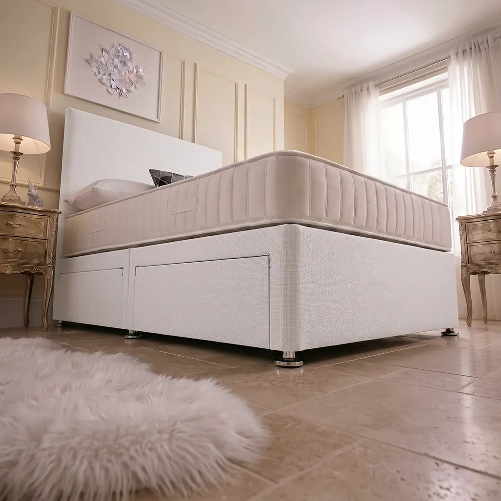 White 4FT Small Double Bed with Headboard & Mattress