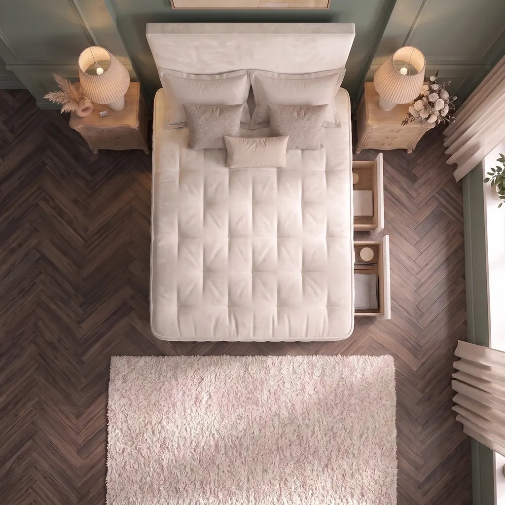 White 4FT6 Upholstered Divan Bed with Plain Headboard & 2 Drawers